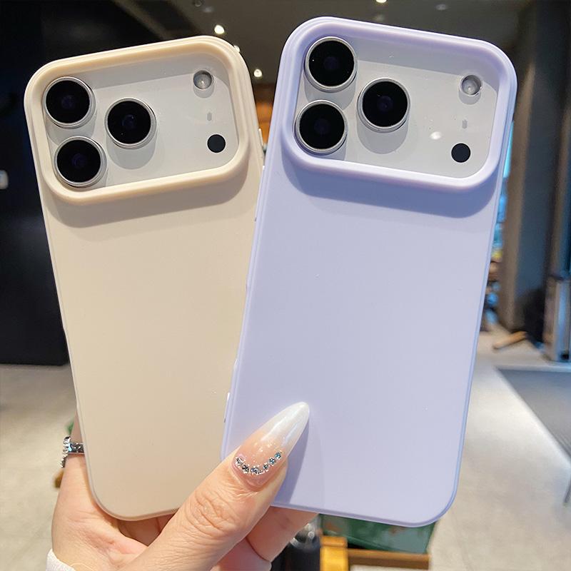 Ốp lưng silicone mỏng màu trơn với cảm giác giống da, phong cách kẹo thời trang, dành cho IPhone 17 Pro Max, 18, 17 Air, 16, 15, 14, 13, 12, 11; che phủ toàn bộ camera; chống sốc; thiết kế kiểu viền gầm phía sau.