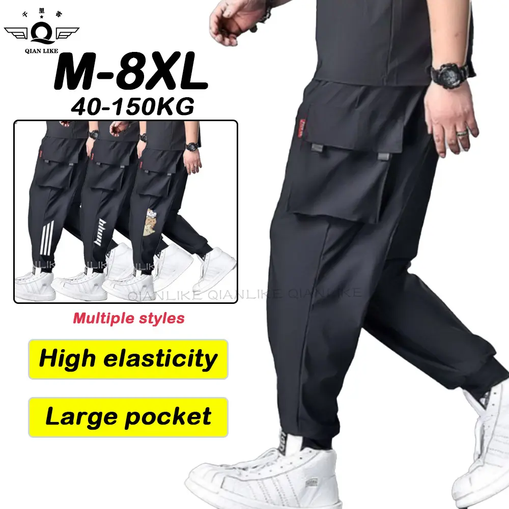 Quần Jogger Có Thể Co Giãn Cho Nam, Ngoại Cỡ (M-8XL), Dáng Rộng, Nhiều Túi, Quần Túi Hộp, Quần Thể Thao Nam quần  nỉ  ống  rộng  nam