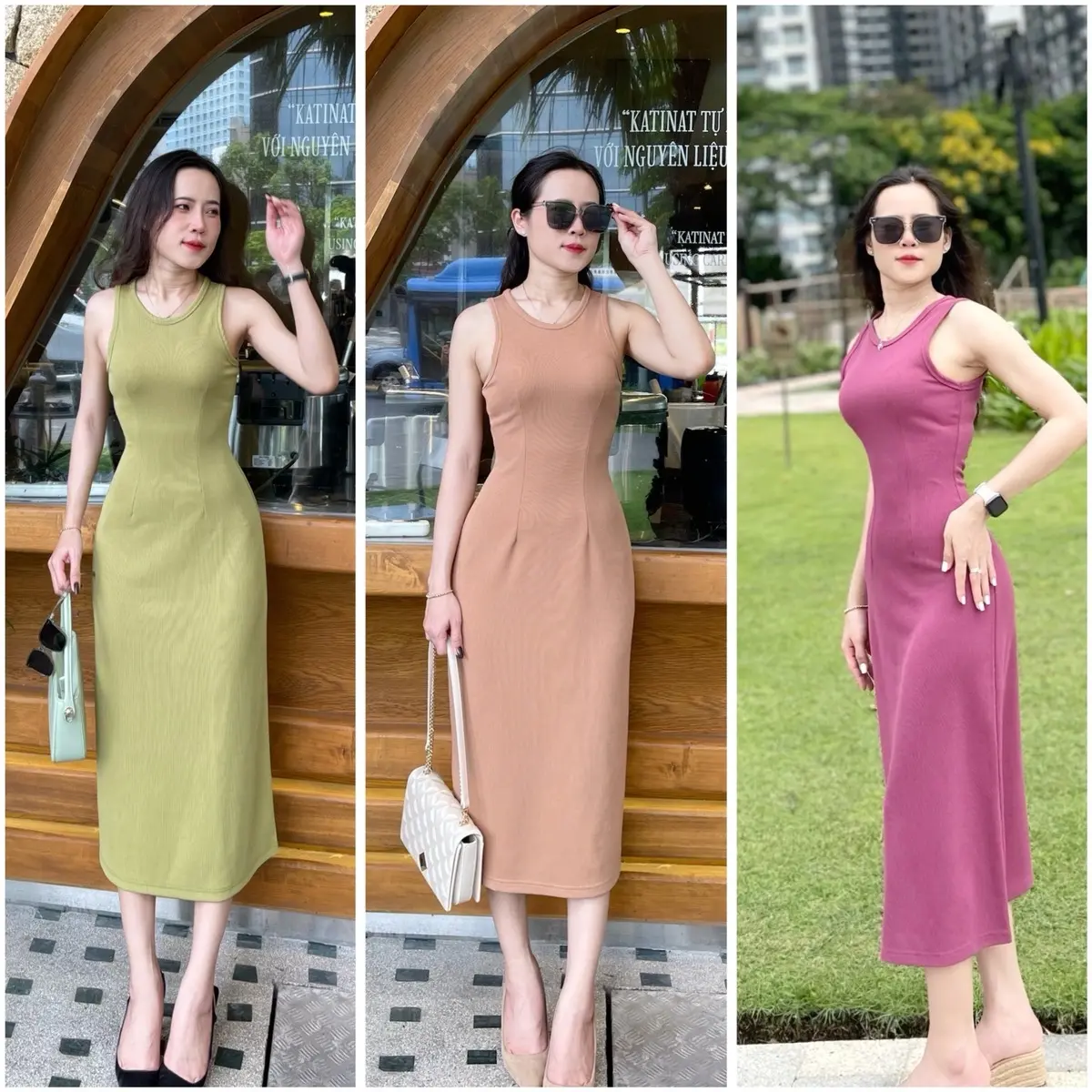 ĐẦM THUN BODY sát nách dáng Midi size 42-54kg  , vải thun sọc Ruby dày dặn mát mịn không xù vải , mặc ở mọi nơi -H.A.N Store dành cho nữ Women Dress Kem Voi vay  body bau Tết Voan Nhung Màu Đen