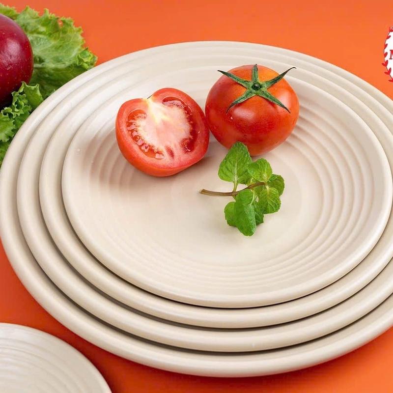  Combo 5 Đĩa tròn gân nhám  đen nâu  nhựa phíp Melamine nhiều Size 15,18,20,23,25,28cm Việt Nhật 