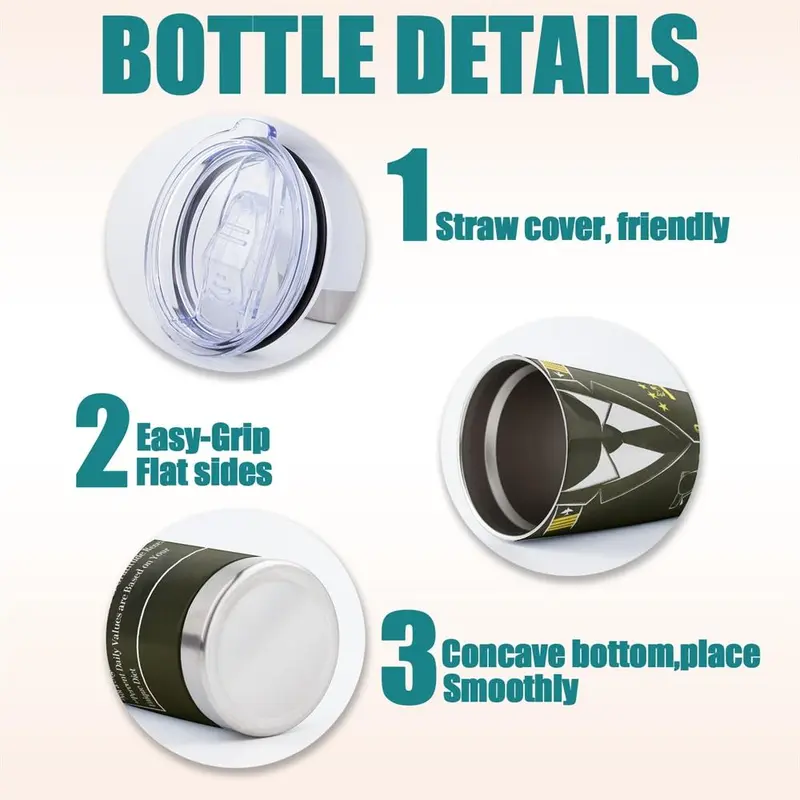 20oz Tumbler, 1 Count Pilot Pattern Insulated Tumbler, Stainless Steel Water Bottle, Drinking Cup for Home Office School Outdoor Camping, Drinkware 3