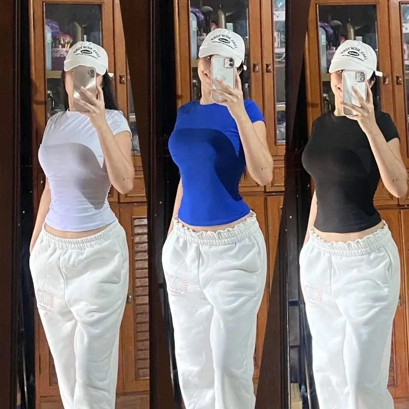 Cổ Thuyền Cơ Bản, Mỏng Vừa Vặn, Độ Dài Tiêu chuẩn, Làm Bằng Bông Và Spandex, Lớp Lót Đôi, Thích Hợp Cho Xs Đến Trung Bình Shoppecorn Voi Nữ