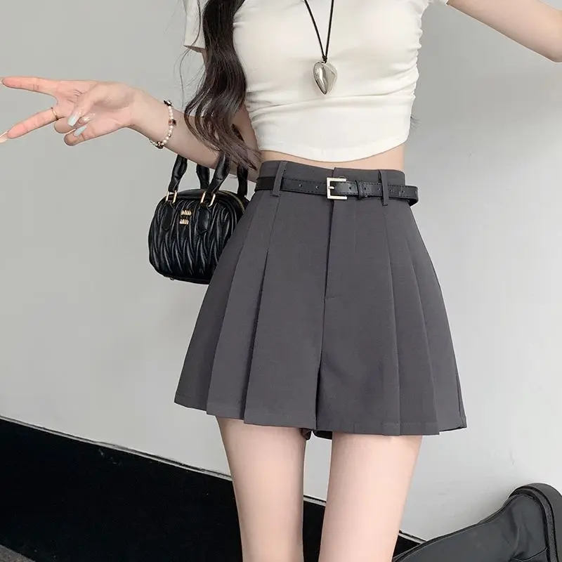 Suit Shorts Women's 2024 Summer Thin High Waist Drooping Pleated Wide-Leg Trousers Retro Loose Casual A- line Pants denimskirt Bottom Jeans Lingerie Womenswear