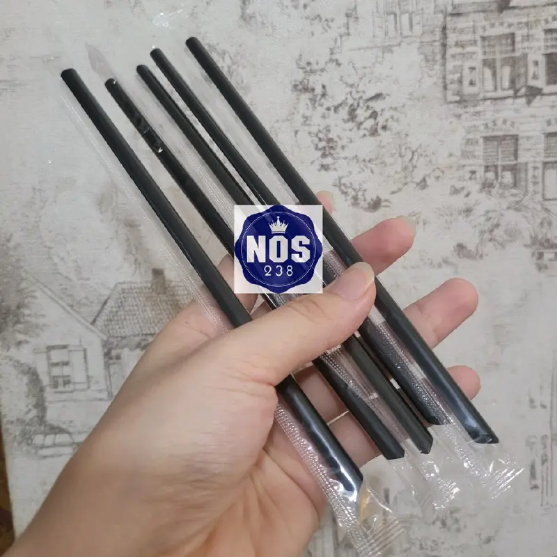 Sedotan Steril Hitam 250pcs 6mm x 20cm / Sedotan Kopi Runcing / Sedotan Lancip isi 250pcs 3
