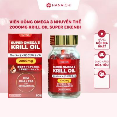Viên uống Omega 3 nhuyễn thể Krill Oil Super Eikenbi 2000mg Hộp 60 viên - Nội địa Nhật