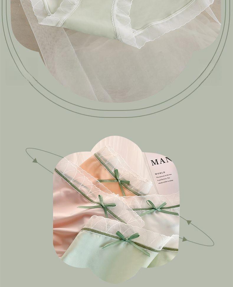 Product Introduction of 4 Pack Ice Silk Seamless Panties Ultra-Thin Quick-Drying Breathable Mid Waist Antibacterial Girl Student Briefs Lingerie Women Lady Basic Minimalist Womenswear Comfort Innerwear Seamless Ice Silk Low Waist Panty 2