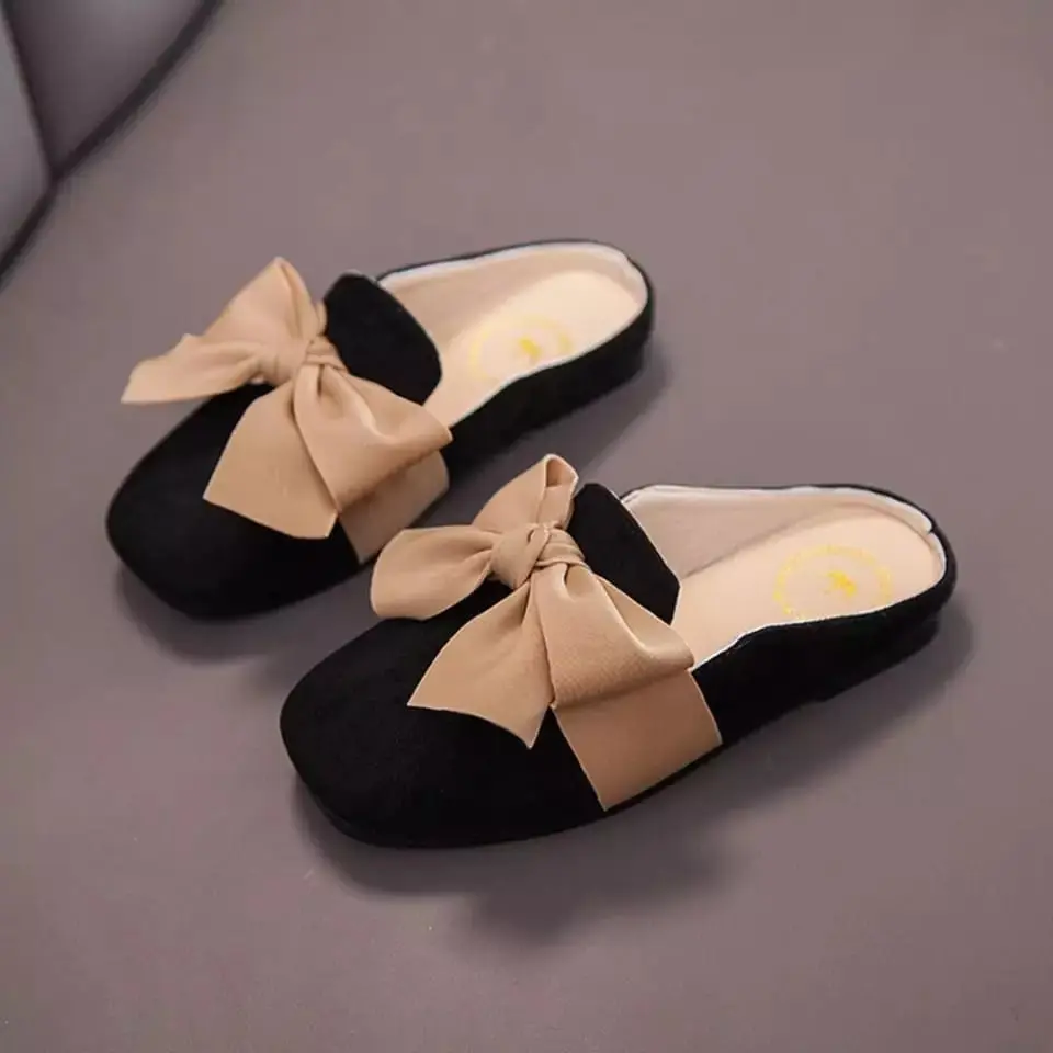 JHO-ANG - SENDAL ANAK SLIPON BAHAN SUEDE VARIASI PITA KDS 001