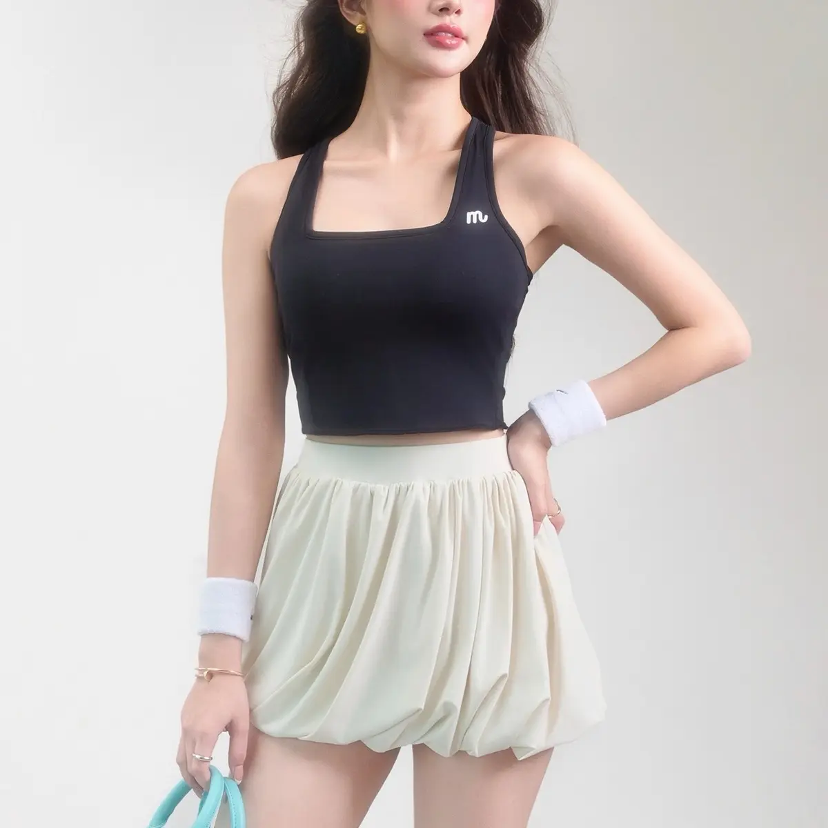 ￼Mer Bleue Sportswear Club | Set đầm thể thao Poise Downtown Dress màu Black - Ivory