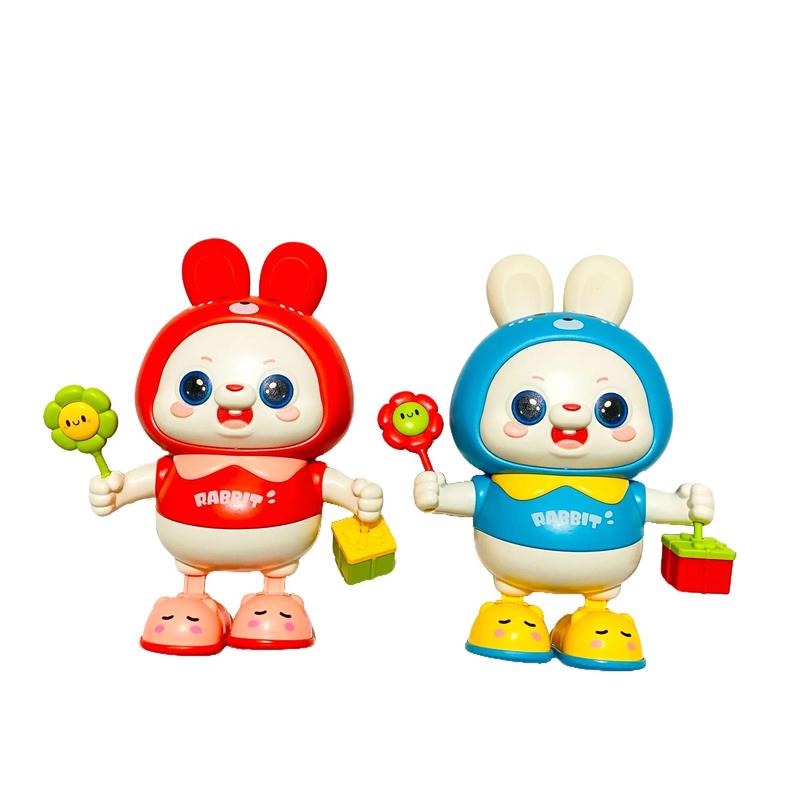 Đồ chơi con Thỏ cầm hoa cầm quà nhảy múa vui nhộn robot có đèn nhạc di chuyển vui nhộn, quà tặng bé trai bé gái