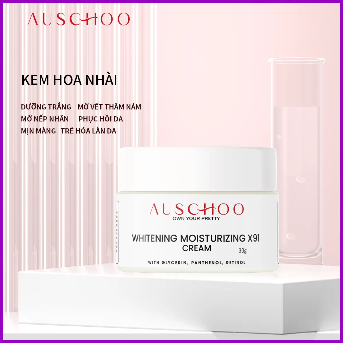 Kem Dưỡng Trắng Da Giữ Ẩm AUSCHOO WHITENING MOISTURIZING X91 30g Skincare Dưỡng Ẩm Da Làm Đẹp Da Chăm Sóc Da kem dưỡng ẩm