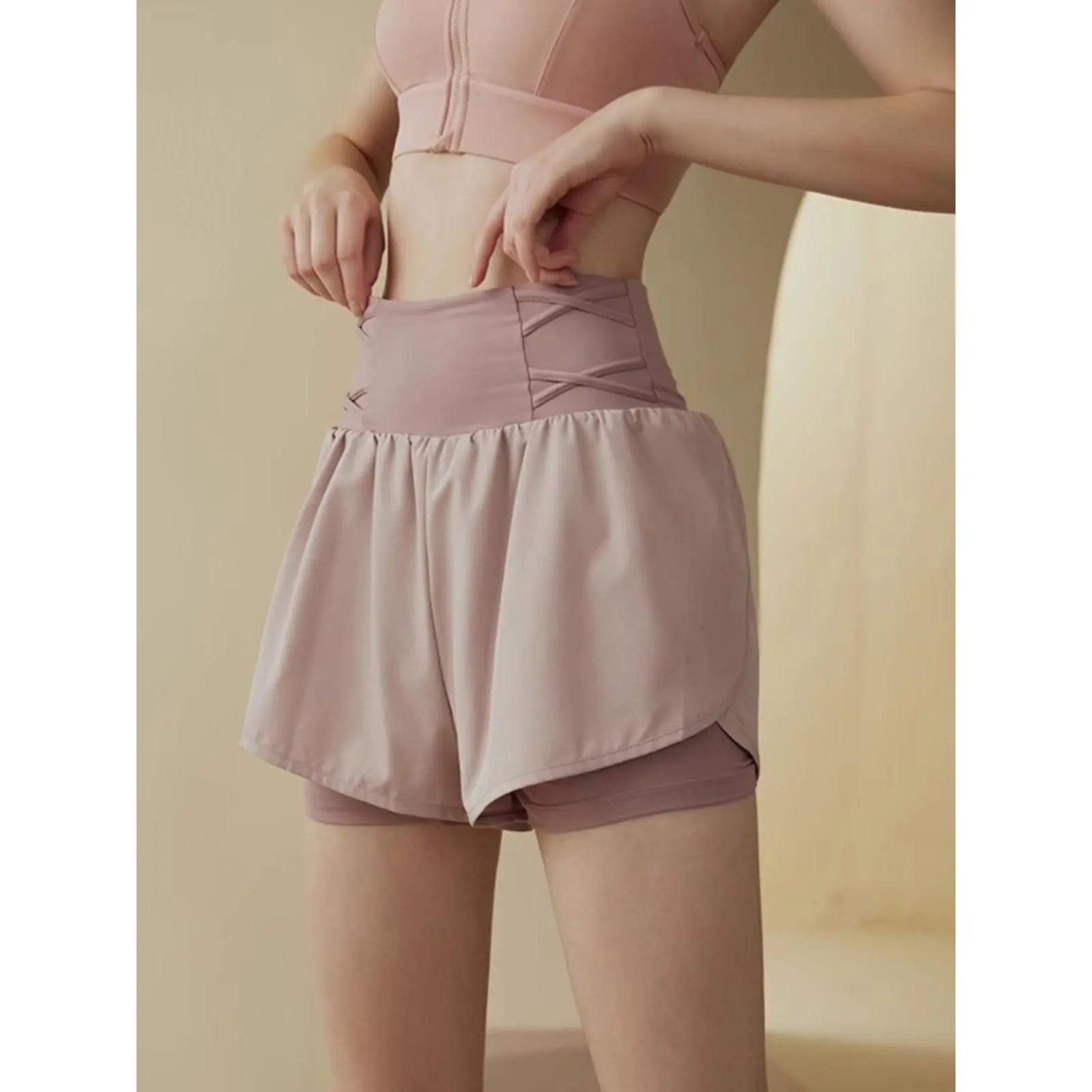 Fake Two-Piece Sports Shorts Women's Summer Wear Anti-Exposure Running Training Fitness Yoga Pants