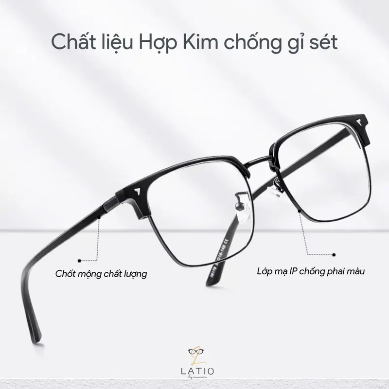 ￼Mắt kính gọng chữ nhật nửa viền phong cách retro thời trang Hàn Quốc - Mắt Kính Thuý Nhi 3