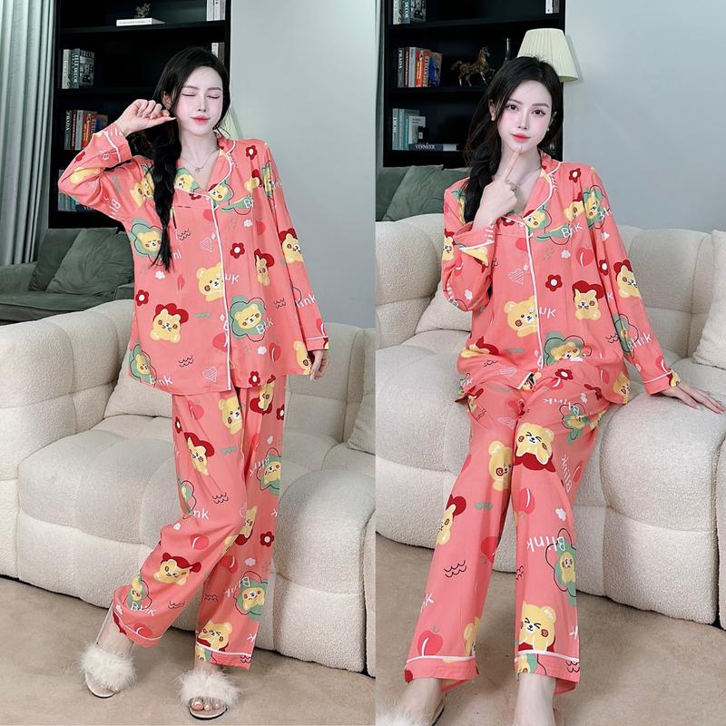  Bộ Mặc Bầu Bộ Sau Sinh Dáng Dài Pizama Cổ Bẻ Chất Liệu Lanh Tôn Hai Da Thái Mềm Mịn Thoáng mát Dành Cho Mẹ Bầu Freesize 