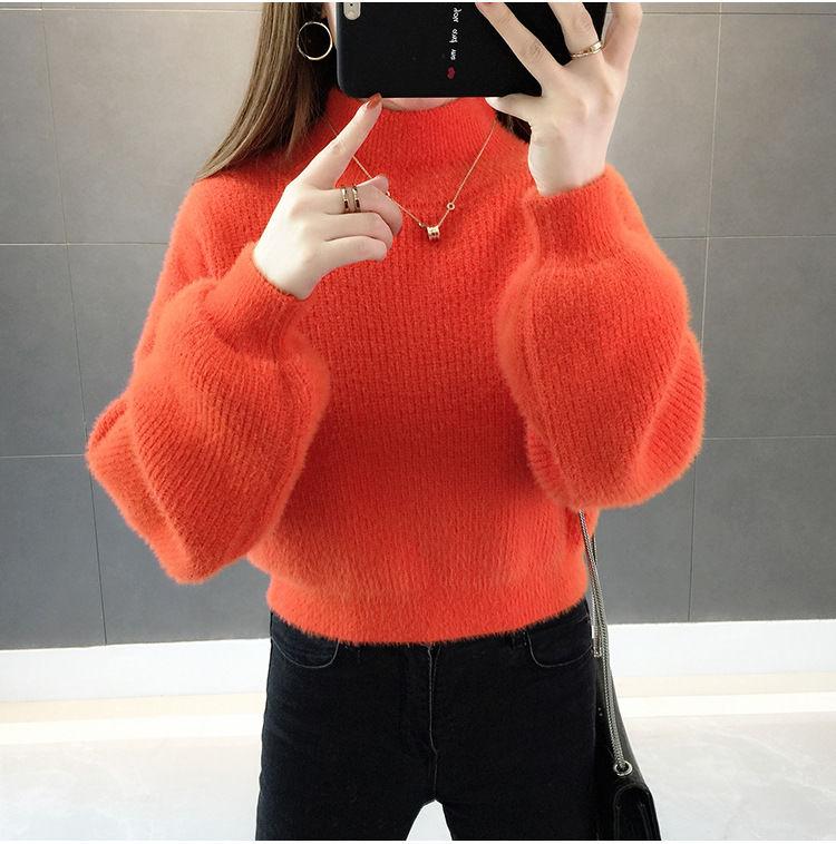 Product Introduction of Áo Len Lông Chồn Nhân Tạo 2024 Áo Len Lót Dệt Kim Dáng Rộng Nhỏ Mới Dày Dặn Cổ Lọ Nửa Áo Có thể mặc ngoài trời Mùa Thu Và Mùa Đông Cho Nữ 2
