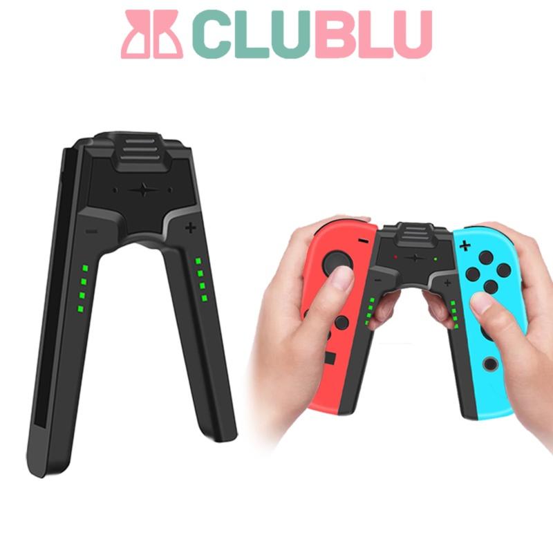 -CLUBLU- Tay Cầm Sạc Switch-OLED Phụ Kiện Tay Cầm Chơi Game Joycon Có Đèn LED Đầu Nối Handgrip Kiêm Sạc Chữ V Chơi Điện Tử