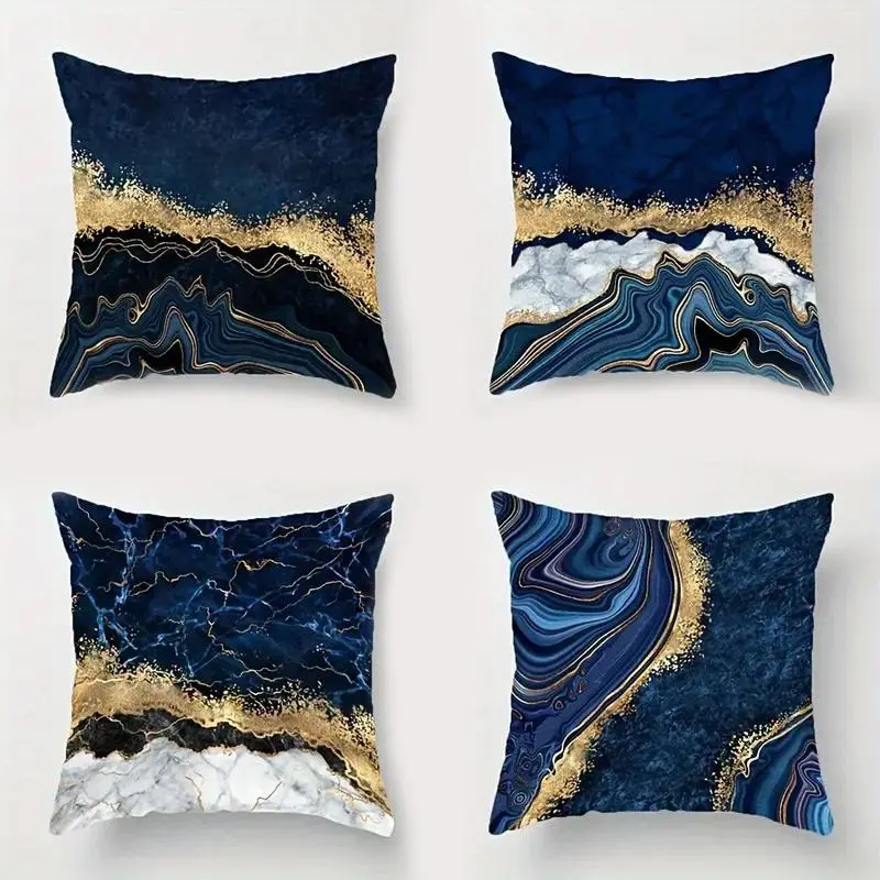 Abstract Geometric Pattern Throw Pillow Case, 4counts/set Fashionable Comfy Bedding Cushion Cover without Filler, Square Pillowcase for Home Sofa Bed, Bedroom Gadgets, Room Decor