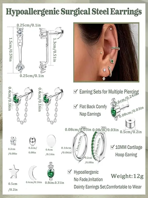 Elegant Mixed Rhinestone Decor Earrings Set, 2024 New Style Fashionable Earrings for Women & Girls, Trendy All-match & Exquisite Jewelry for Birthday Gift 1