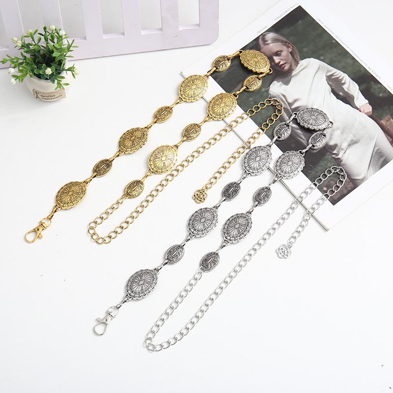 Product Introduction of Retro Style Women's Metal Waist Chain Adjustable Decorative Circle Carved Chain Belt High Style Accessories 22