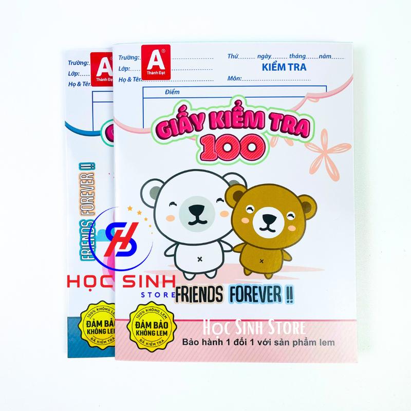 Tập Giấy Kiểm Tra Thành Đạt 96 Trang, Giấy Dày Định Lượng 100gsm Không Lem (1 quyển)