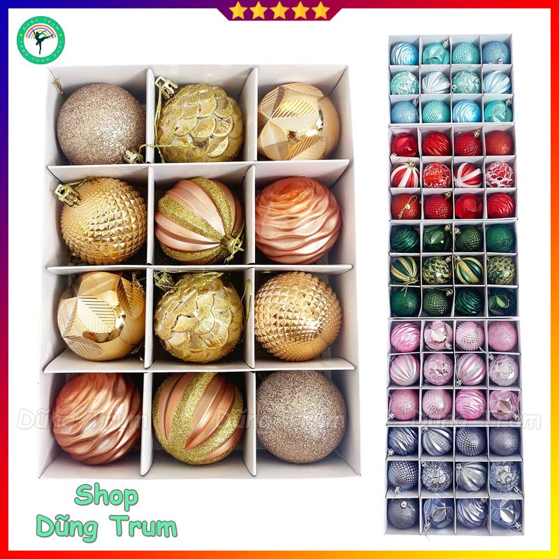  Set Châu trang trí Noel 12 quả đường kính 6cm Decor Giáng Sinh siêu đẹp 