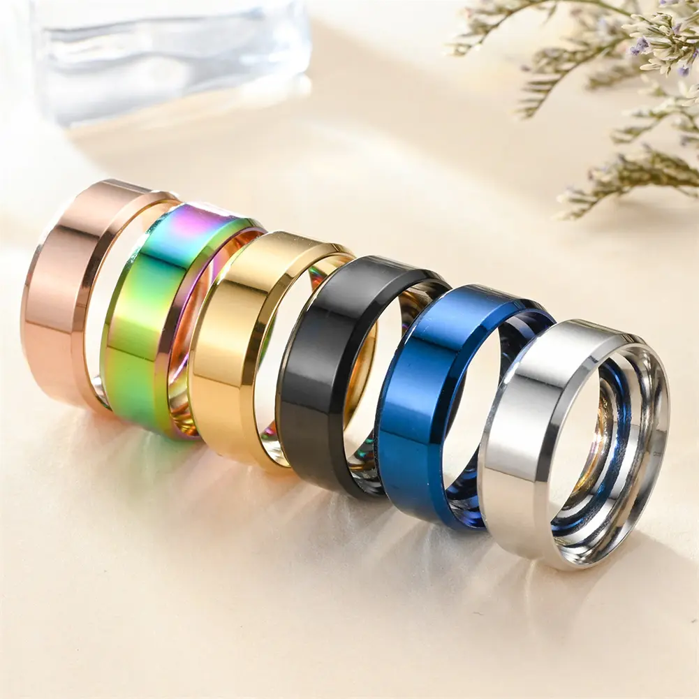 Nhẫn Thép Không Gỉ, Rộng 8Mm, Đánh Bóng Cao, Thời Trang Mới, Cổ Điển Và Hào Phóng, Dành Cho Cặp Đôi Nam Nữ, Quà Tặng Trang Sức