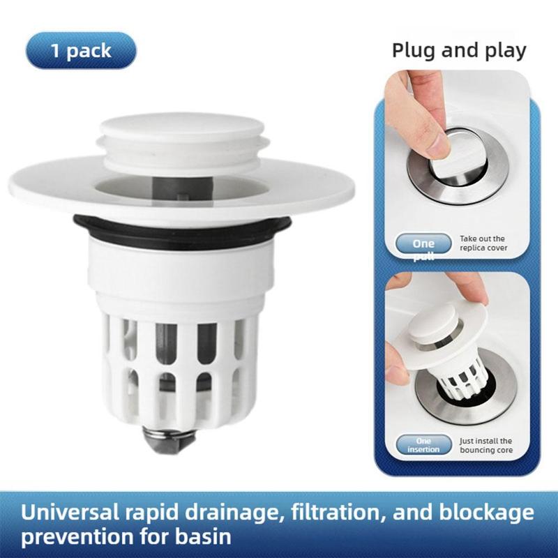Product Introduction of Universal Sink  Washbasin Water Head Leaking Stopper Push-type Copper Basin Filter Bath Tub Drain Stopper Deodorant Plug Accessories 25