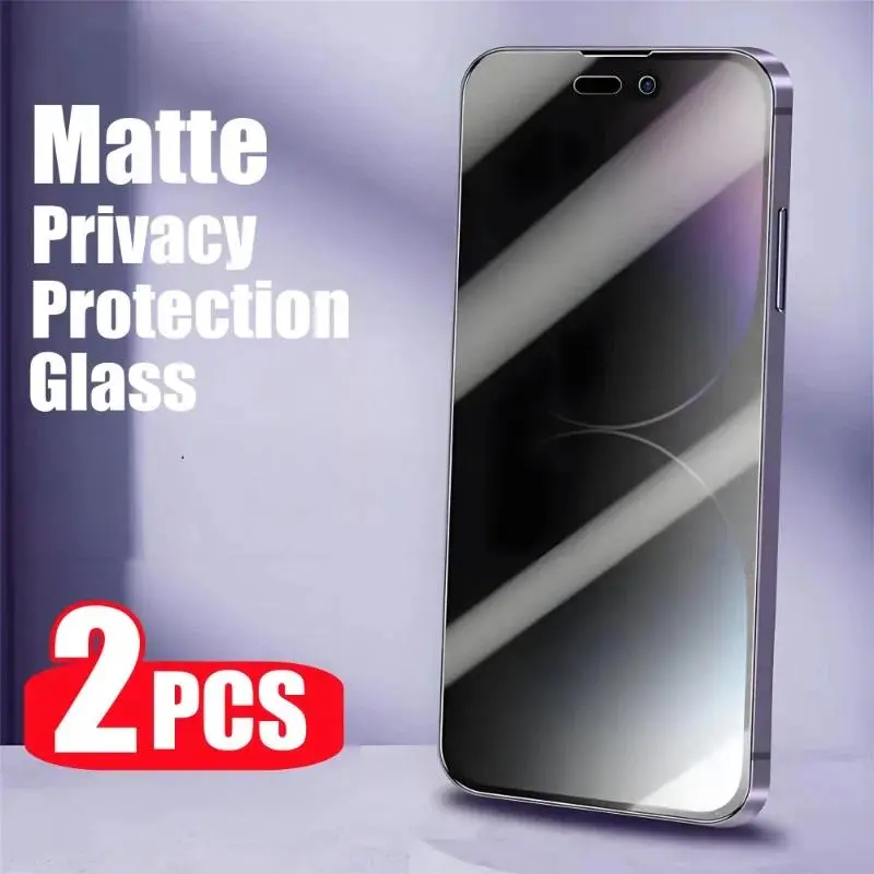 2PCS Privacy Matte Tempered Glass For iPhone 11 12 13 14 15 16 Pro Max Plus Protective Glass  Anti Spy Peeping Screen Protector