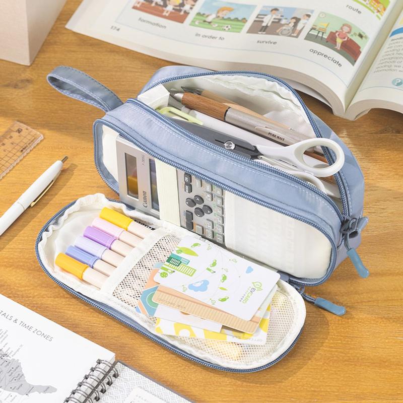 Hộp bút vải canvas ANGOO túi bút double pen case bóp viết nhiều ngăn đa năng sức chứa siêu khủng đựnġ cả máy tính hb02