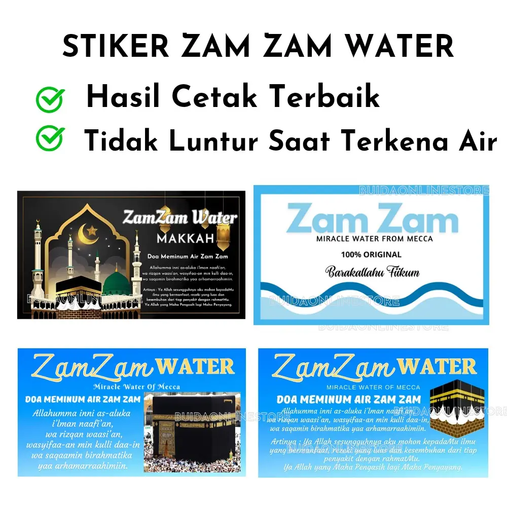 Stiker ZamZam Water Sticker Air Zam Zam Label Kemasan Botol Miracle of Mecca oleh-oleh haji umroh Makkah doa meminum dan artinya