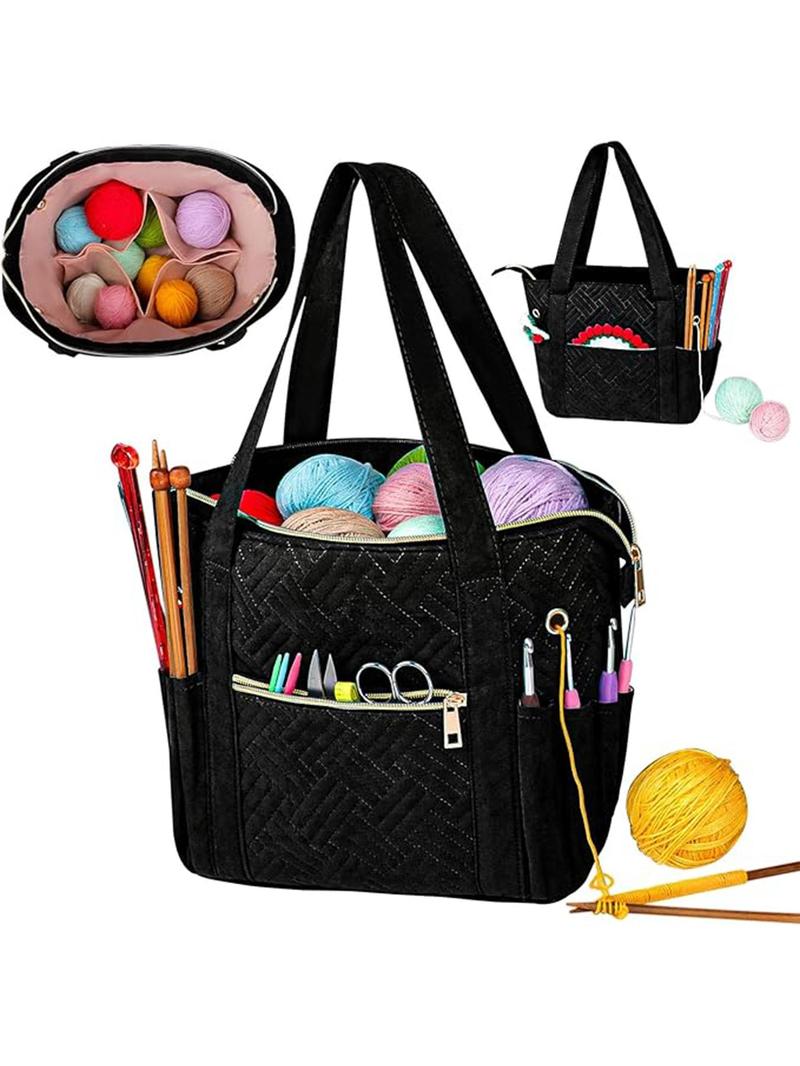 Product Introduction of Crochet Bag, Portable Knitting Bag with Handle, Knitting Storage Bag, Knitting Supplies Storage Bag, Travel Bag for Knitting Accessories 0