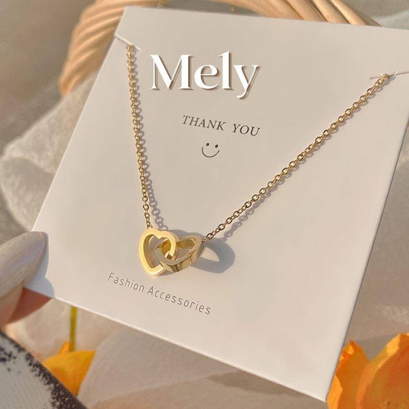 Dây chuyền Titan cao cấp không đen gỉ, vòng cổ Trang Sức sợi mảnh hình tim đôi nữ tính Mely CT16