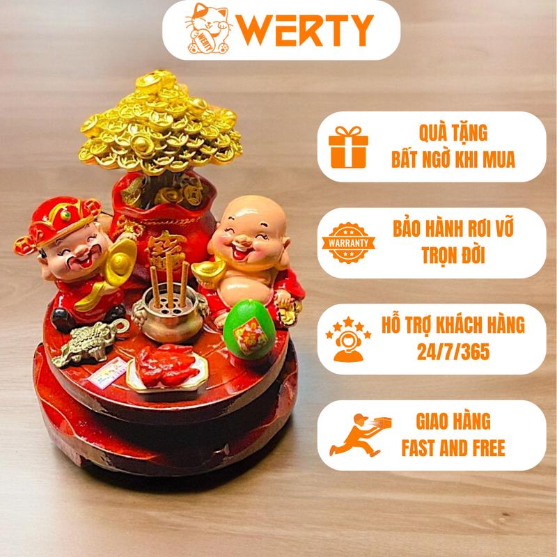 WERTY Bàn thờ mini bàn thờ thần tài ông địa 8cm tài lộc may mắn trang trí bàn làm việc văn phòng