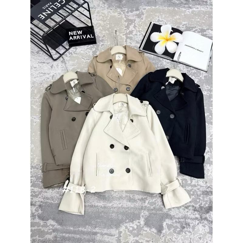 Áo Khoác Măng Tô Áo Blazer Co Nữ Dáng Ngắn 6 Cúc, Có Vạt Lưng ÁO MĂNG TÔ NHIỀU CÚC