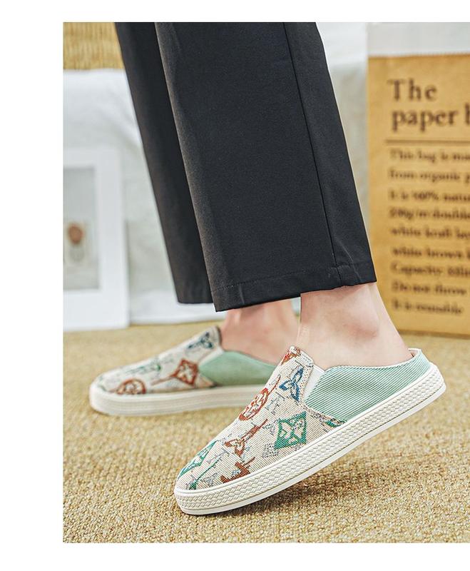 Product Introduction of [Factory Direct Sales] Canvas Shoes Men's Summer Thin Slip-on Half Slippers Men's Shoes Casual and Lightweight Old Beijing Cloth Shoes 8