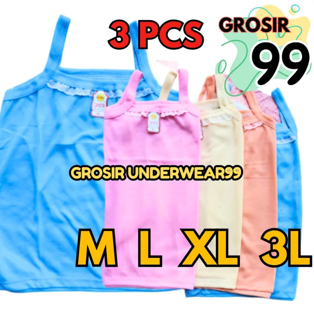 Paket 3 pcs Singlet Renda Anak Perempuan , Kaos Dalam Anak Murah , Kaos Dalam Anak Perempuan / Cewek GROSIR99
