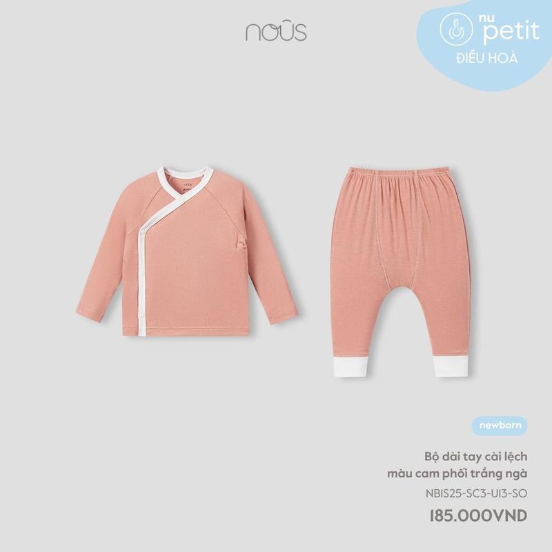 [KOL Nous Newborn] Bộ quần áo cài lệch cho bé sơ sinh chất liệu mềm mại, co giãn (Cho bé dưới 5 kg)
