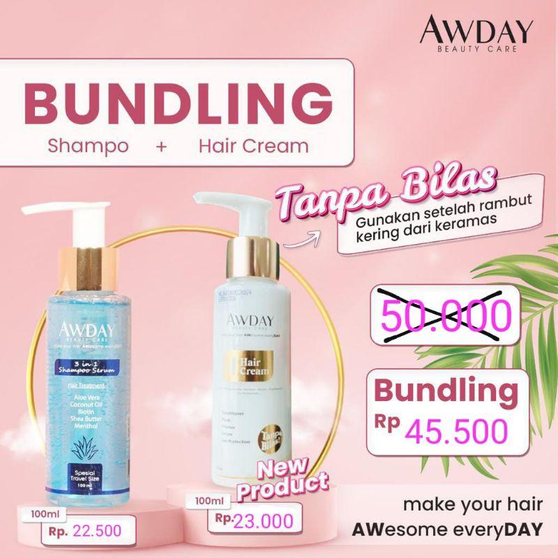 PAKET MURAH AWDAY Shampoo 250ML & Hair Cream TANPA BILAS / Paket HEMAT AWDAY COD BPOM 1