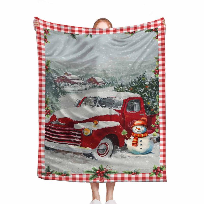 Christmas Themed Blanket, Soft Warm Throw Blanket, Air-conditioned Room Blanket, Warm Nap Blanket for Home & Office & Travel 4