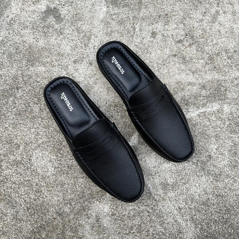  Giày sục lười nam màu đen Basic - có khâu đế toàn bộ size 38-43. Cao Su DéP. 