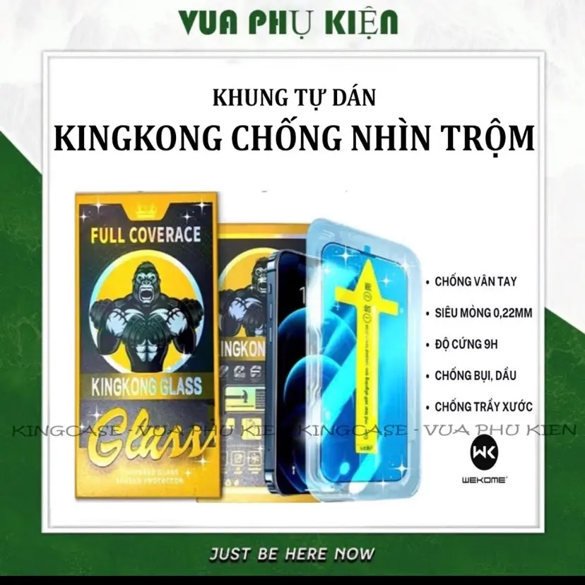 Combo 5 kính cường lực kingkong chống nhìn trộm khung tự dán cao cấp dành cho iphones