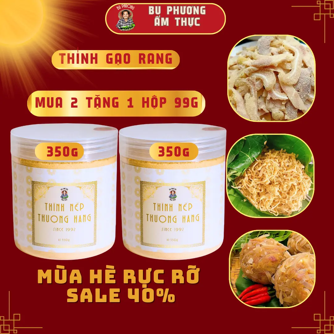 COMBO 2 Hộp Bột Thính Nếp Thượng Hạng 350G/1 Hộp - Thương hiệu Bu Phương Ẩm Thực chuyên dùng trong các món nem chạo gỏi cá đóng hộp tiện lợi Gia Vị không đường đậu & ngũ cốc Bột gạo gói  gia   thính giavi