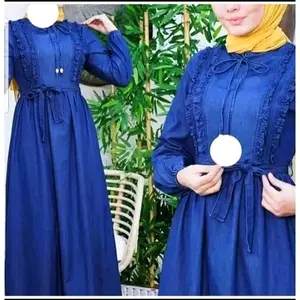 gamis jeans terhits 2022/gamis jeans jumbo/dress muslimah/dress terhits 2022/dress jeans import