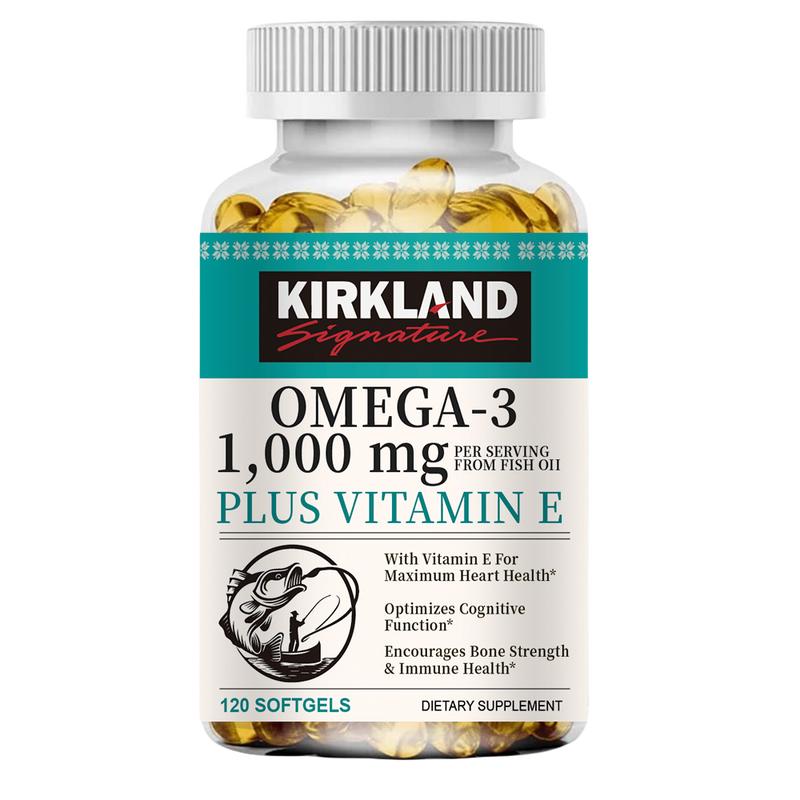 Bổ sung dầu cá Omega 3 KIRKLAND Extra Strength - 1000 mg mỗi khẩu phần - 600 EPA & 400 DHA & Vitamin E - Hỗ trợ sức khỏe trí não - Hương chanh không chứa GMO - 120 viên mềm