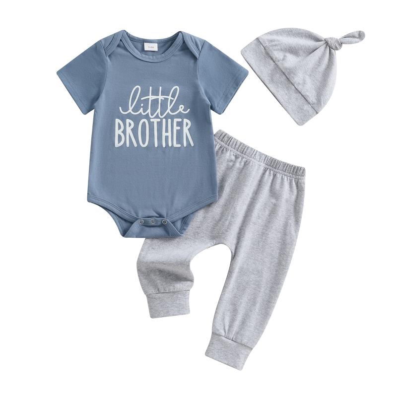 TikTok Shop Little Brother Newborn Outfit Baby Boy Lil Bro T Shirt Romper Long Pants Set Hat Infant little Summer Clothes