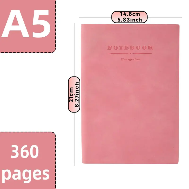 A5 PU Leather Cover Notebook, 1 Count Colorful Daily Planner Notebook, Business Meeting Notebook, Office Stationery & Supplies 1