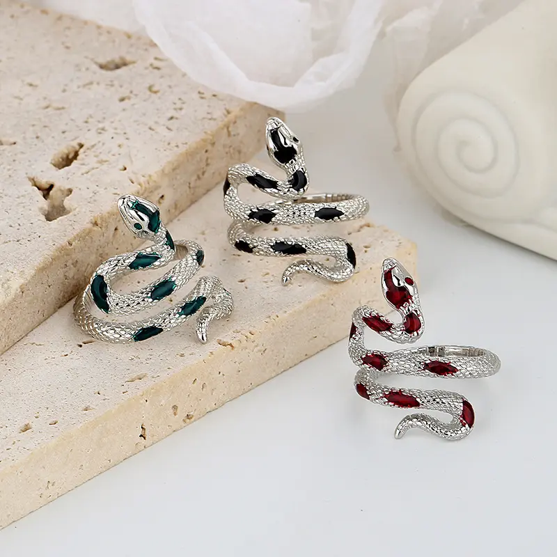 Nhẫn Ngón Trỏ Bất Đối Xứng Phong Cách Ngầu Hợp Xu hướng Dành Cho Nữ, Keo Giọt Nước Hình Rắn Cảm Giác, Nhẫn Nữ Ngầu Phong Cách Instagram Ngầu Women 2