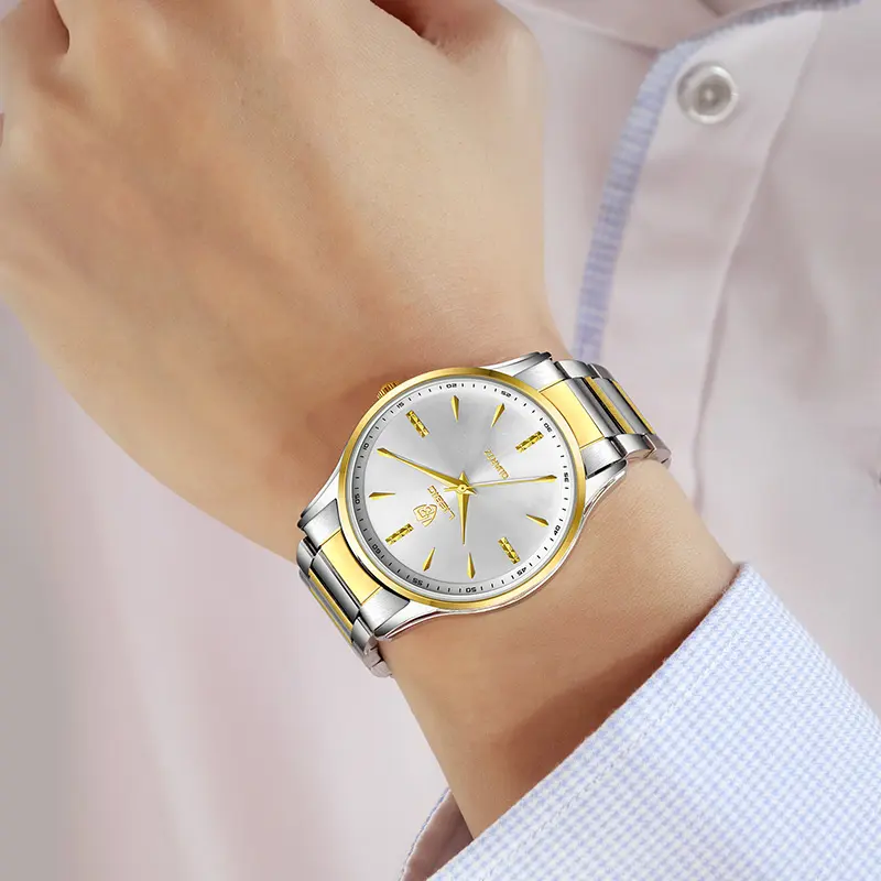 Jam Tangan Analog Pasangan Silver Gold 3