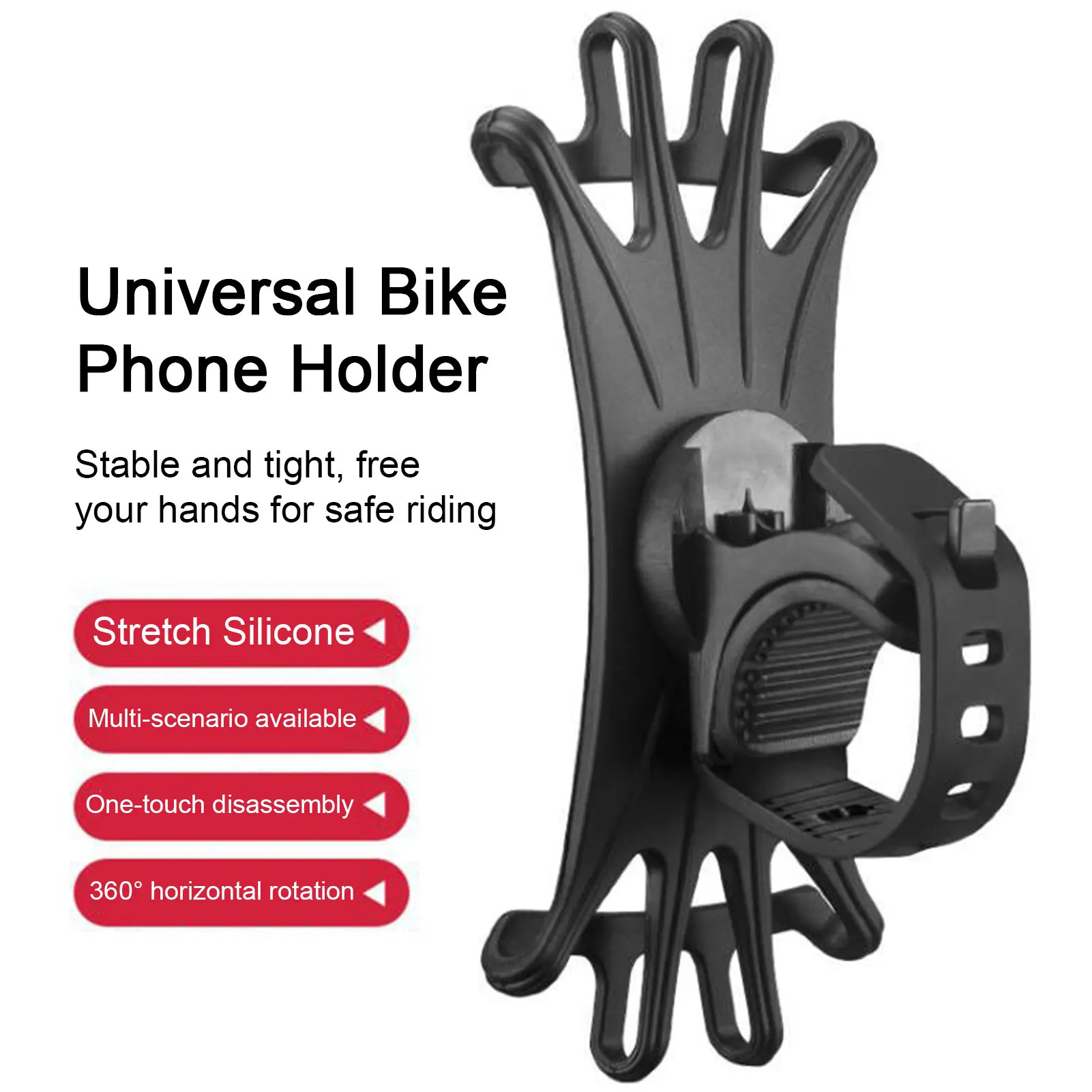 Bike Phone Holder Anti-Shake High Stability Universal 360-Degree Rotating Bicycle Handlebar Cell Phone Mount Phone Bracket