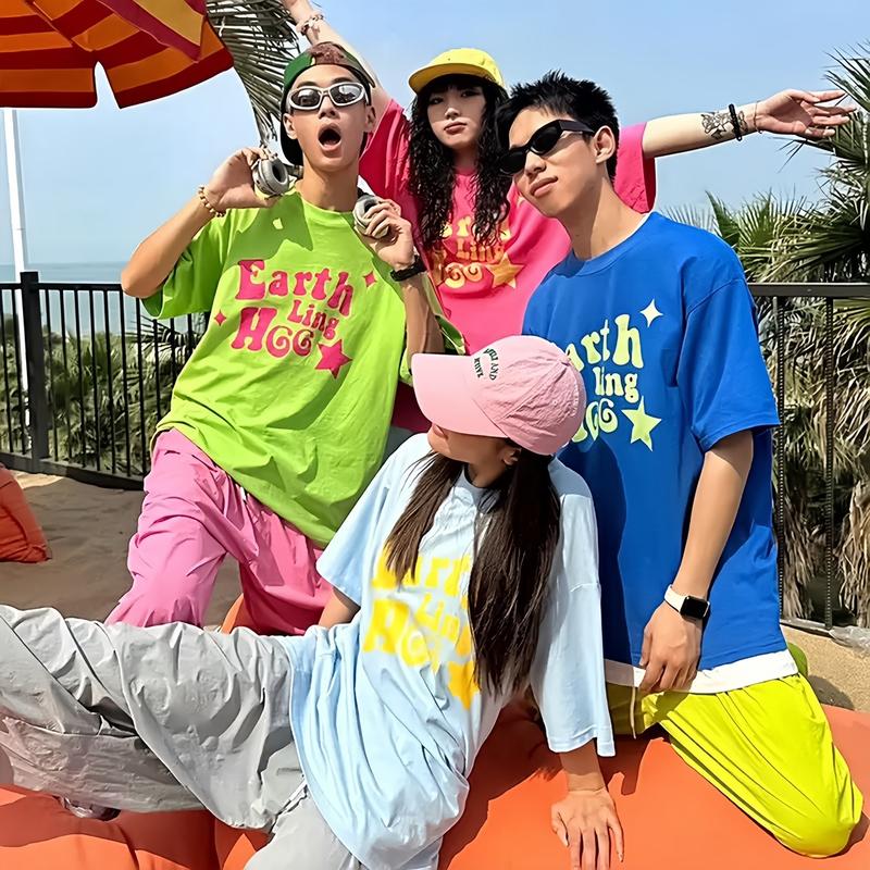 Áo Thun UNISEX Phối Chữ Form Over Size Cotton Mr Smile 99 Shop AT103 T Shirt