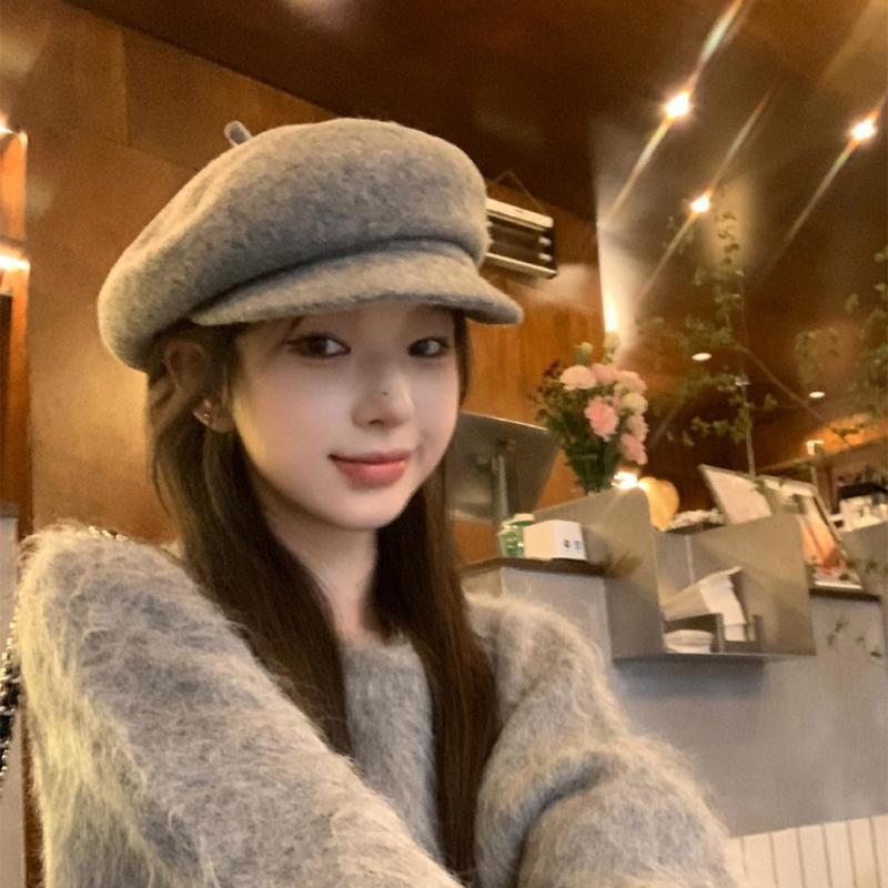 Product Introduction of Japanese Wool Beret Hat For Women Comfortable And Versatile Retro And Casual Face Showing Small Octagonal Painter Hat 15